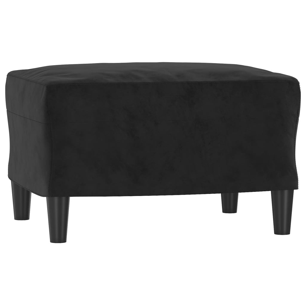 fekete bársony kanapéfotel lábtartóval 60 cm