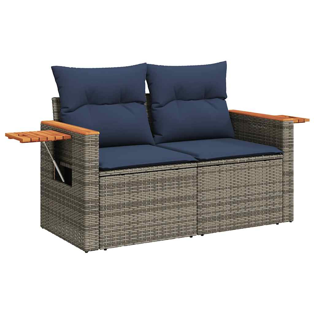 vidaXL 5 részes szürke polyrattan kerti ülőgarnitúra párnával