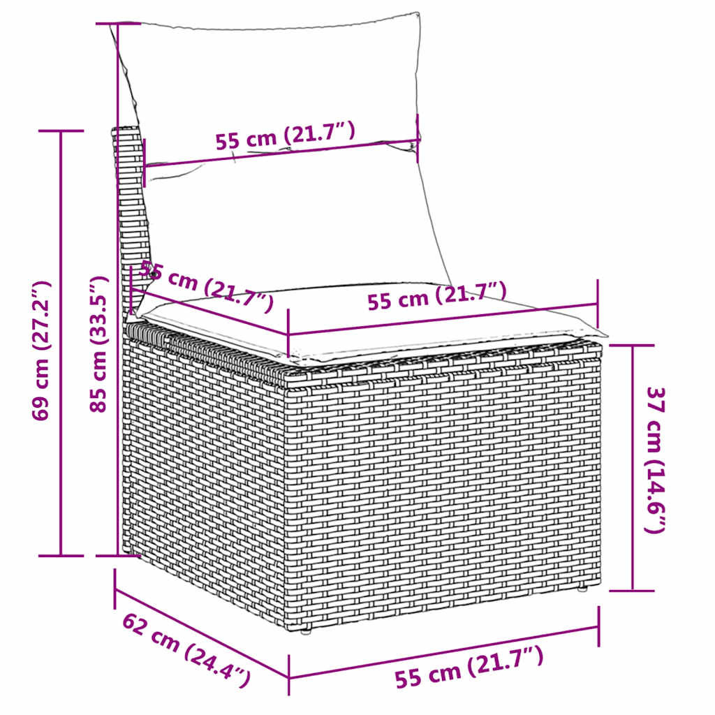 vidaXL 5 részes szürke polyrattan kerti ülőgarnitúra párnával