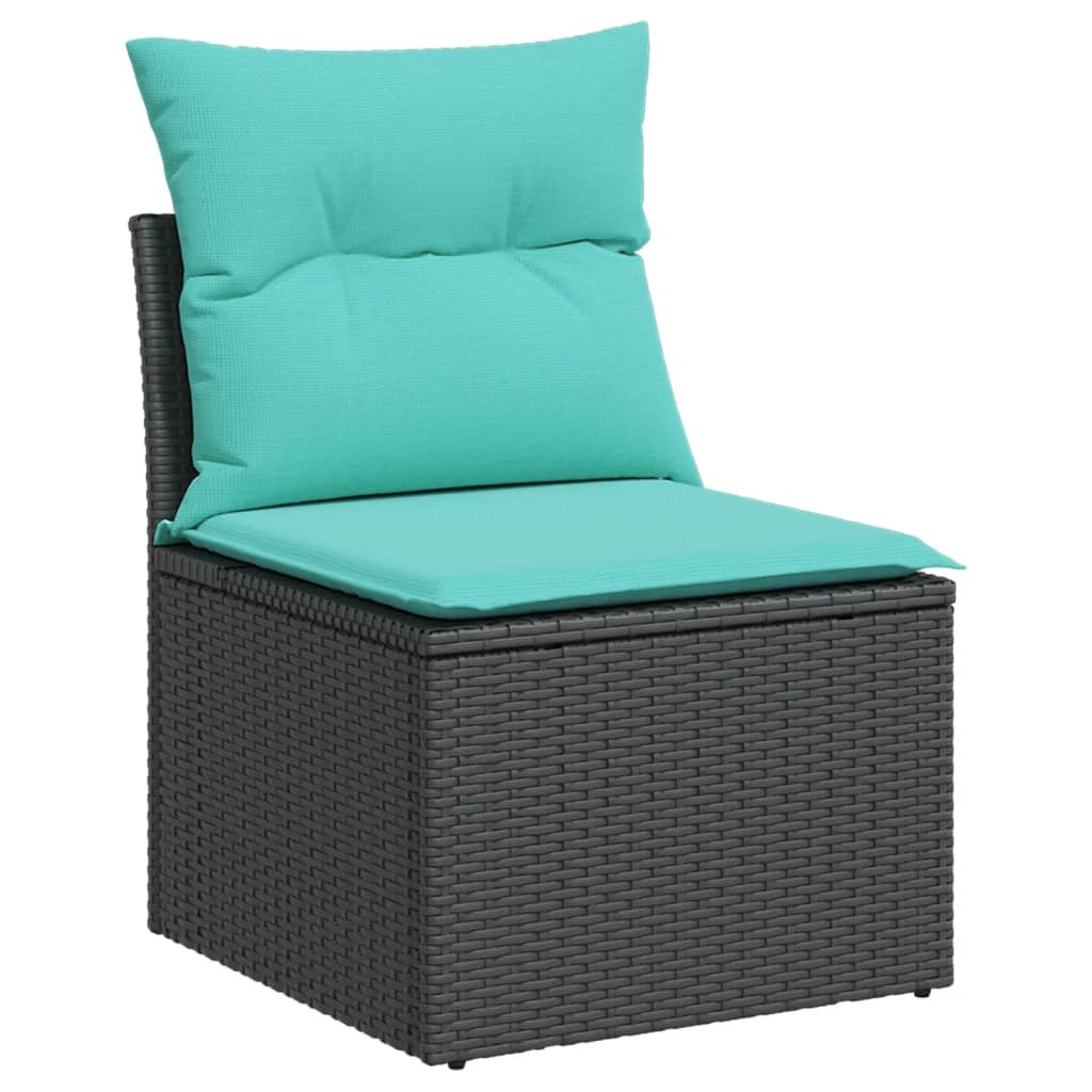 vidaXL 8 részes fekete polyrattan kerti ülőgarnitúra párnával