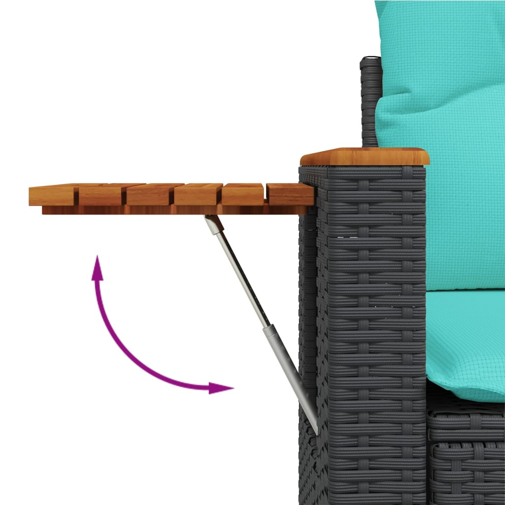 vidaXL 8 részes fekete polyrattan kerti ülőgarnitúra párnával