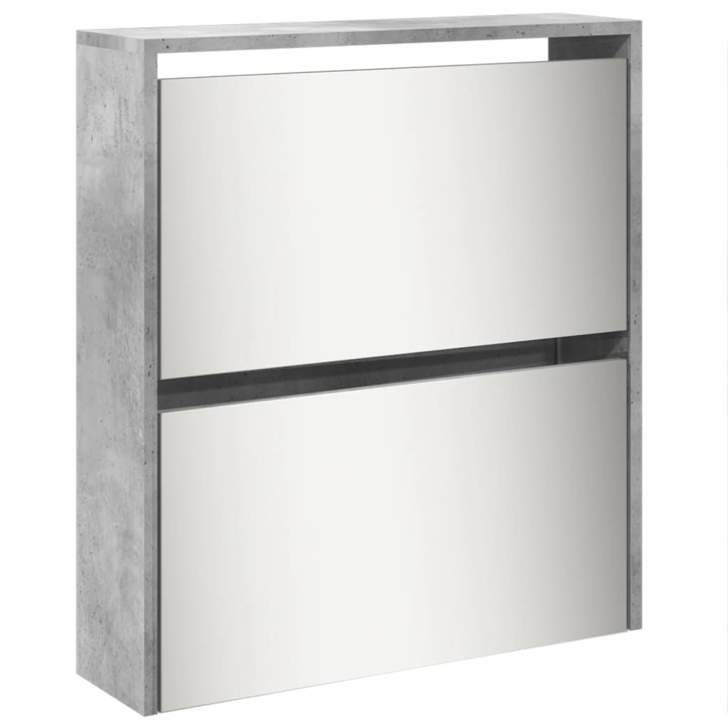 betonszürke 5 szintes cipőszekrény tükörrel 63 x 17 x 169,5 cm