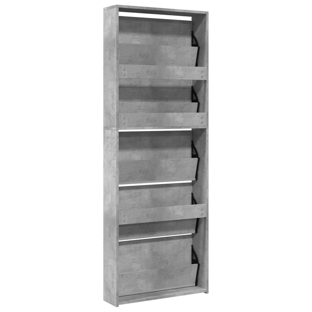 betonszürke 5 szintes cipőszekrény tükörrel 63 x 17 x 169,5 cm