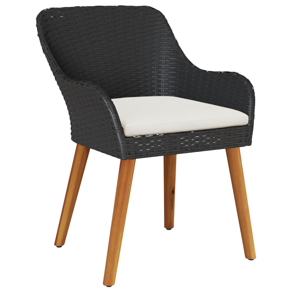 5 Részes Kert Étkező Készlet Fekete Polyrattan