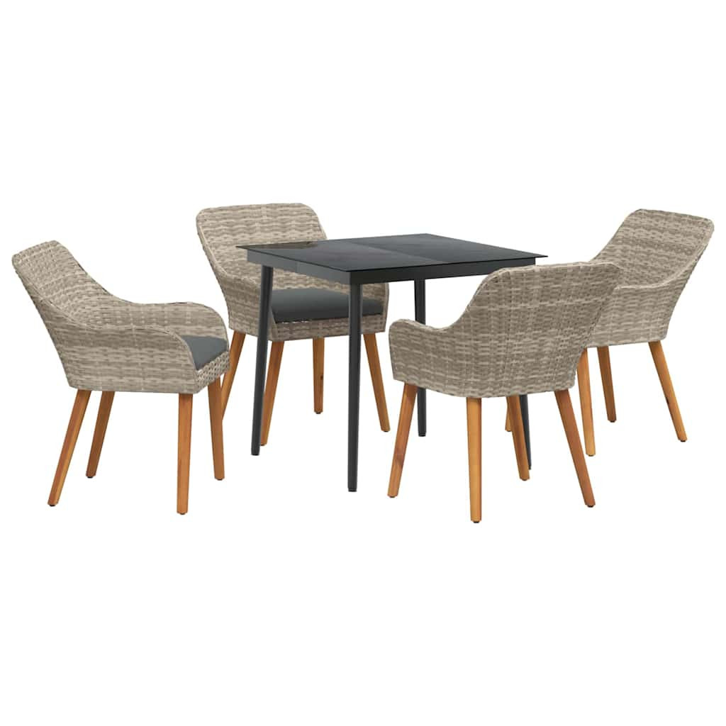 Étkezőgarnitúra 5 pcs Világosszürke Poli rattan