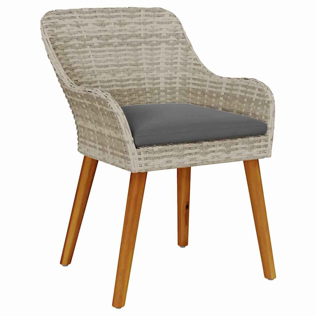 Étkezőgarnitúra 5 pcs Világosszürke Poli rattan
