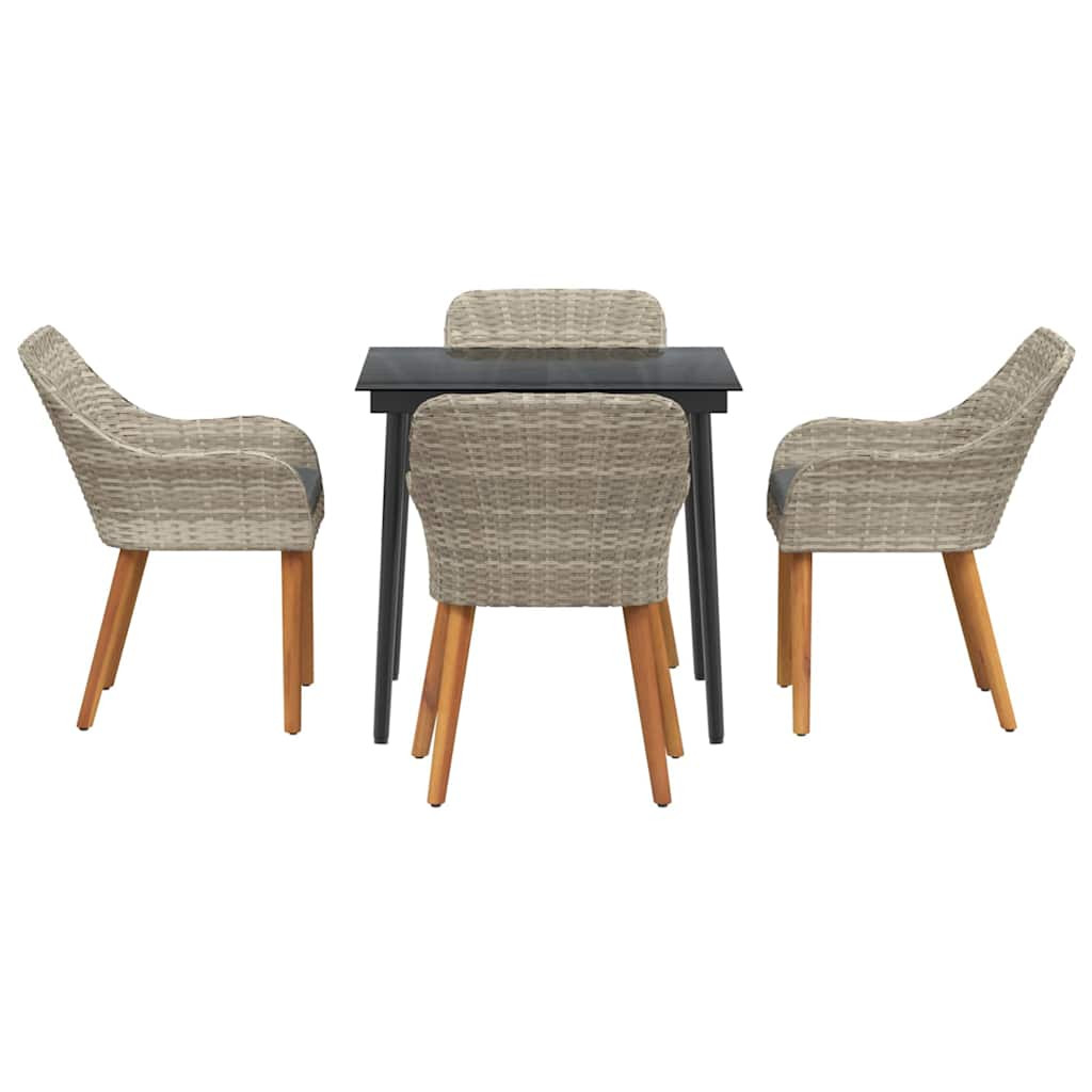 Étkezőgarnitúra 5 pcs Világosszürke Poli rattan