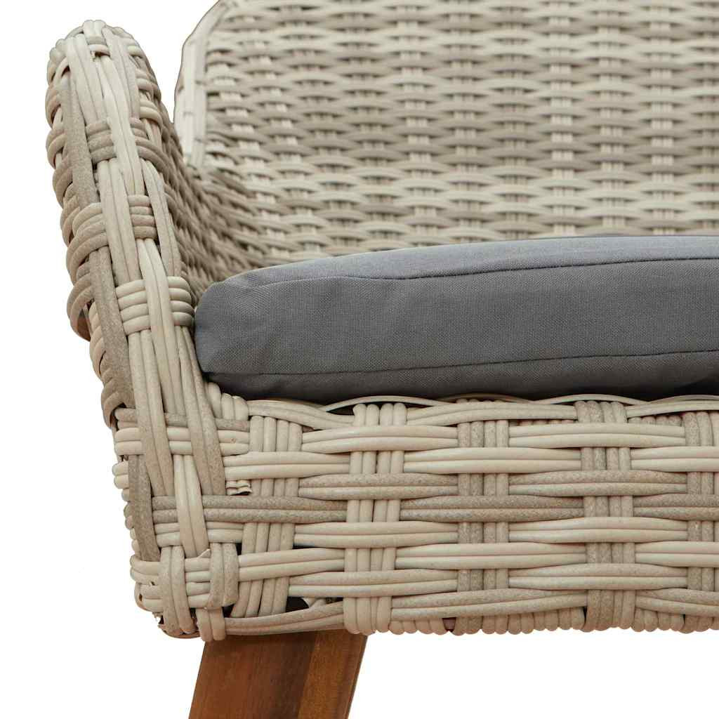 Étkezőgarnitúra 5 pcs Világosszürke Poli rattan