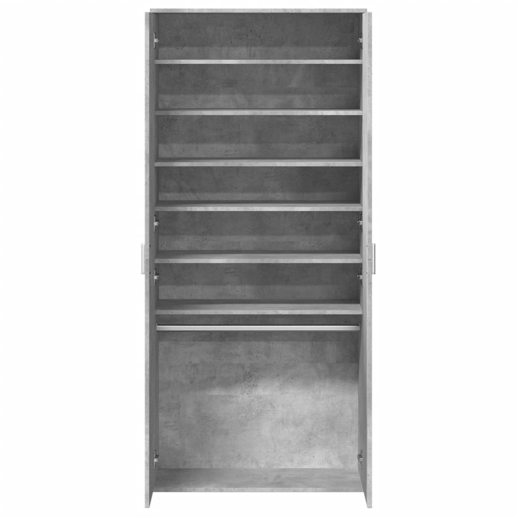 betonszürke szerelt fa cipősszekrény 80 x 39 x 178 cm