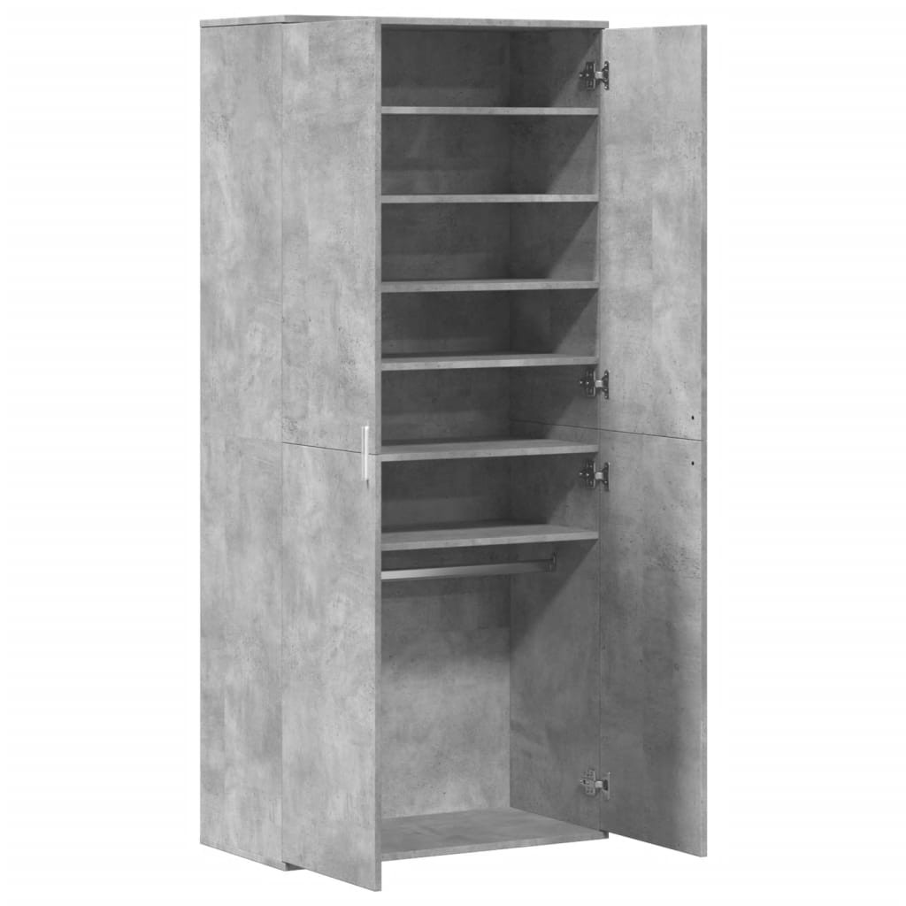 betonszürke szerelt fa cipősszekrény 80 x 39 x 178 cm