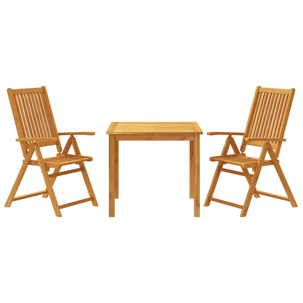 3 részes tömör akácfa kerti étkezőgarnitúra 85x85x74 cm