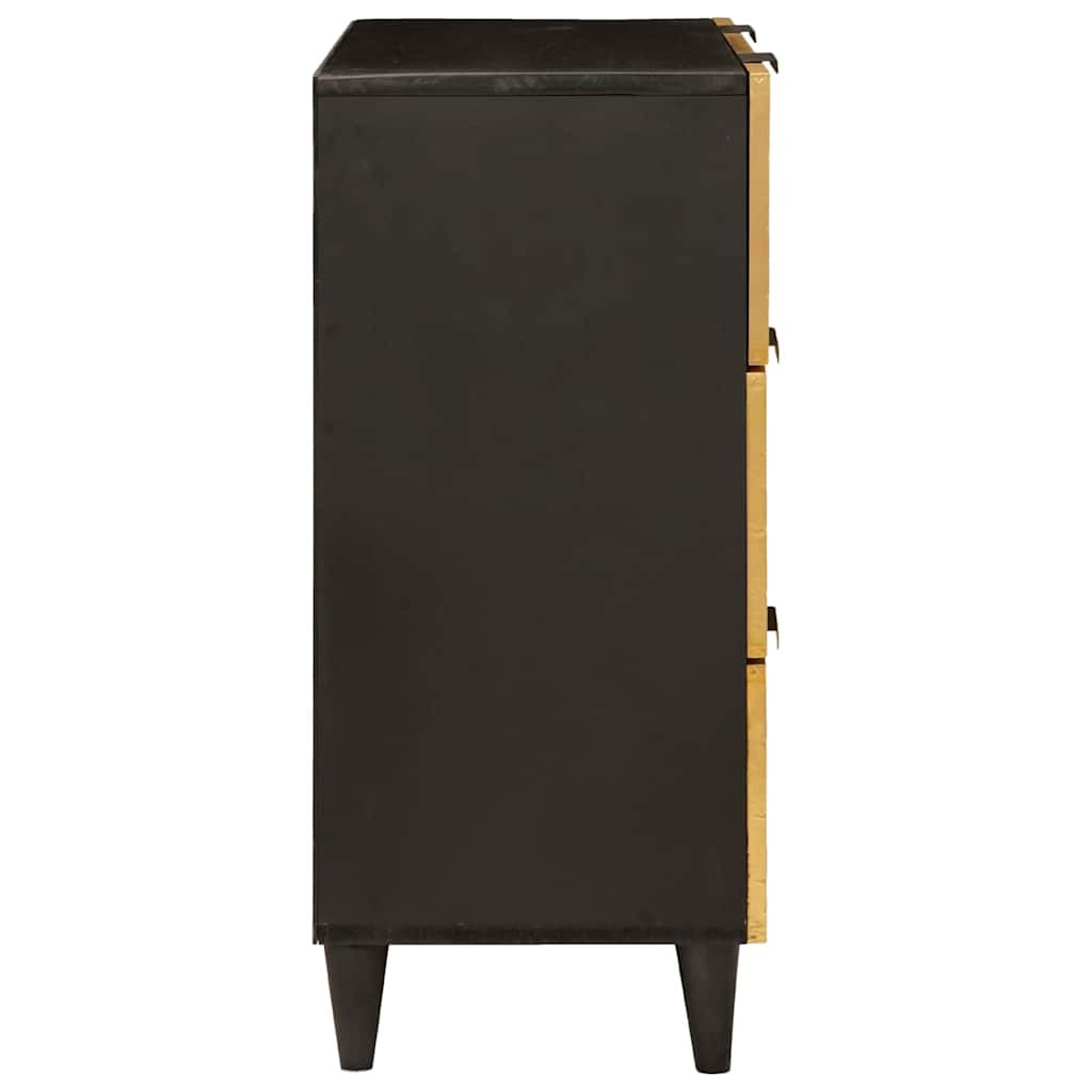 Széf 2 pcs Fekete és Arany 60 x 33 x 75 cm tömör mangófa
