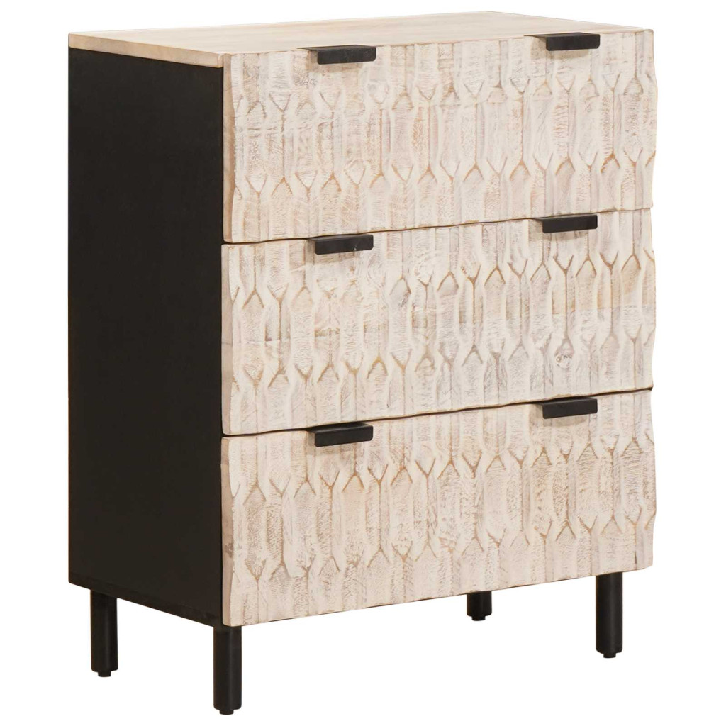 Széf 2 pcs Fehér mosott felület 60 x 33 x 75 cm Tömör Mangófát