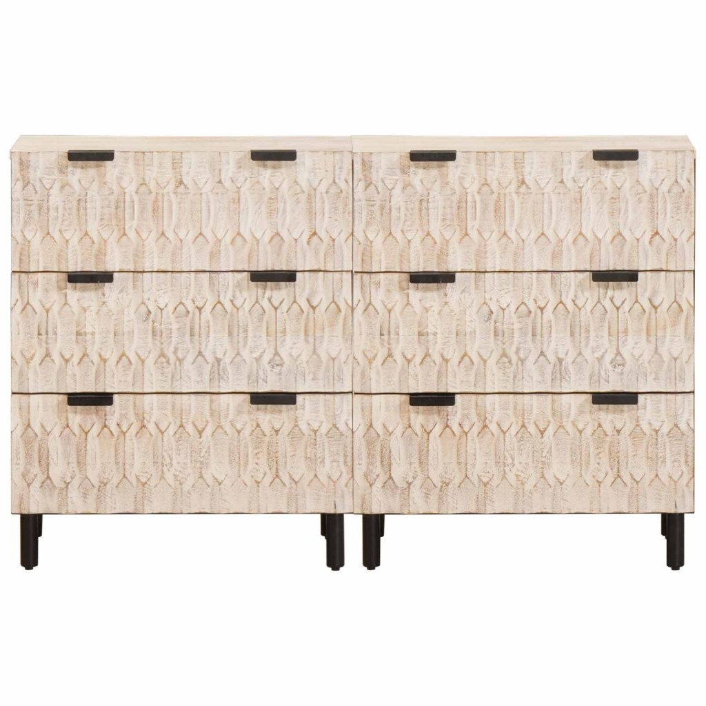 Széf 2 pcs Fehér mosott felület 60 x 33 x 75 cm Tömör Mangófát