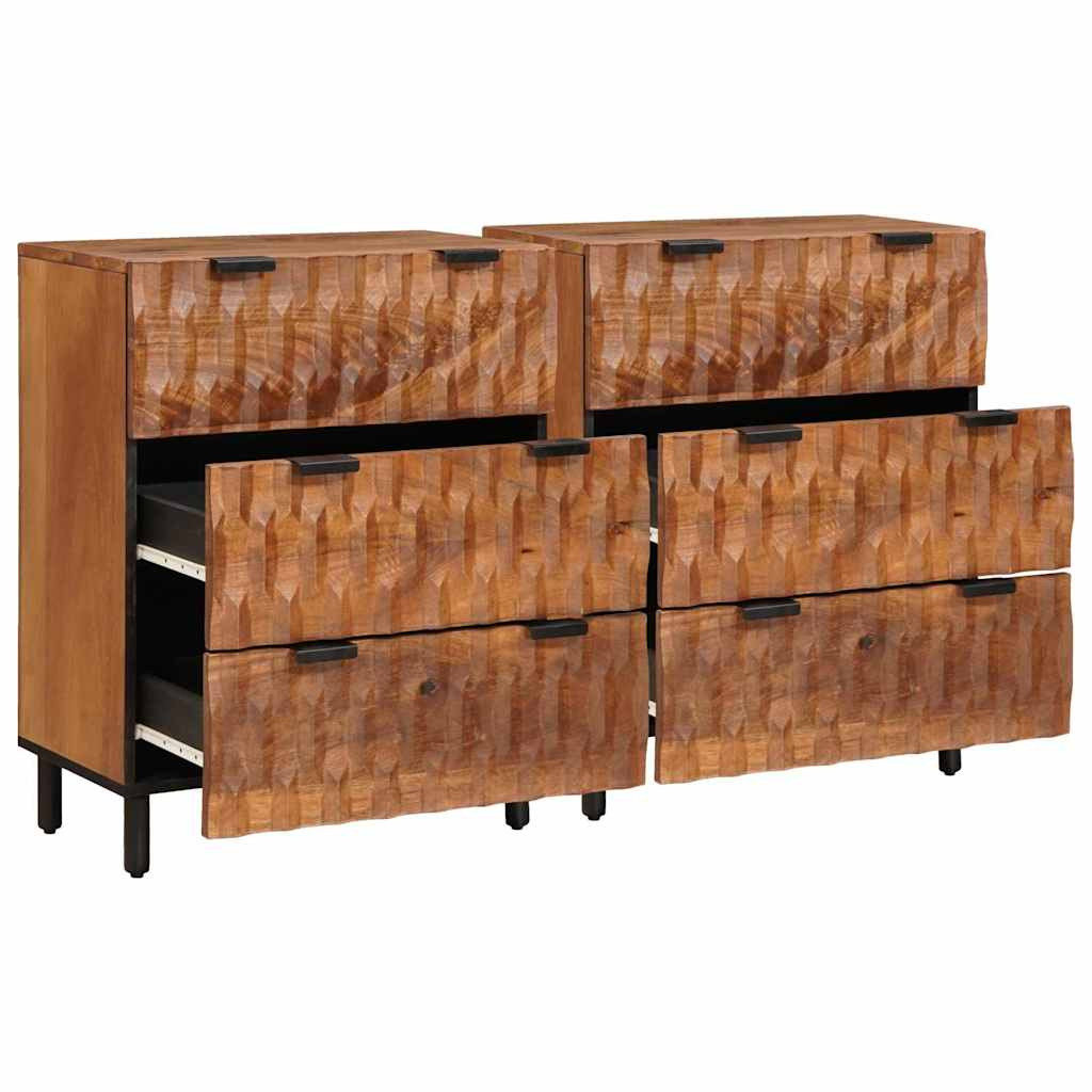 Széf 2 pcs Akácbarna felület 60 x 33 x 75 cm Tömör Mangófát
