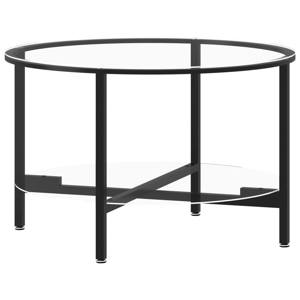 fekete-átlátszó edzett üveg dohányzóasztal 70 cm