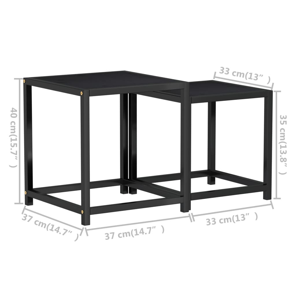 2 db fekete MDF dohányzóasztal 2 db fekete MDF dohányzóasztal