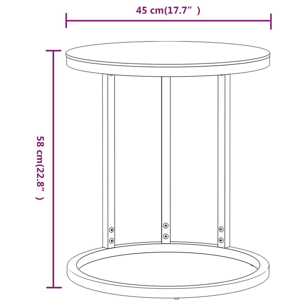 arany-fekete edzett üveg kisasztal 45 cm