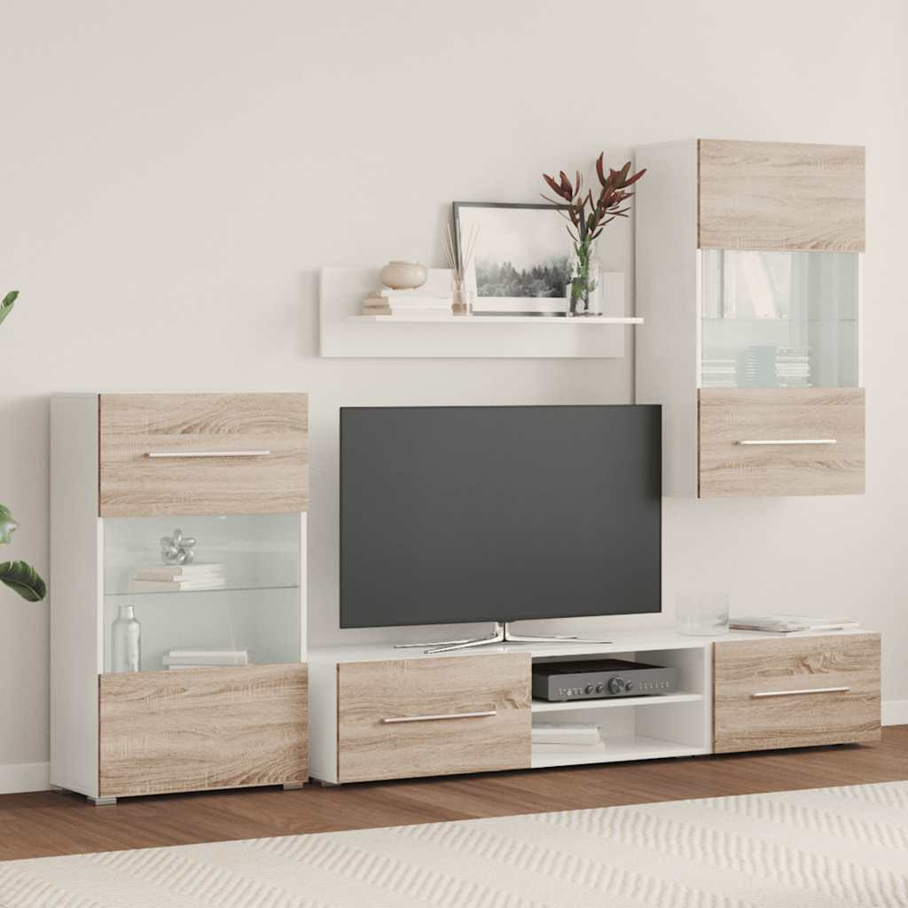 5 darabos TV egység LED világítással sonoma tölgy