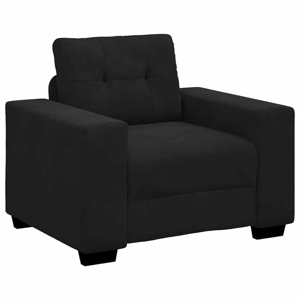 Kanapé Szett párnával 3 pcs Fekete 221 x 78 x 80 cm Bársony