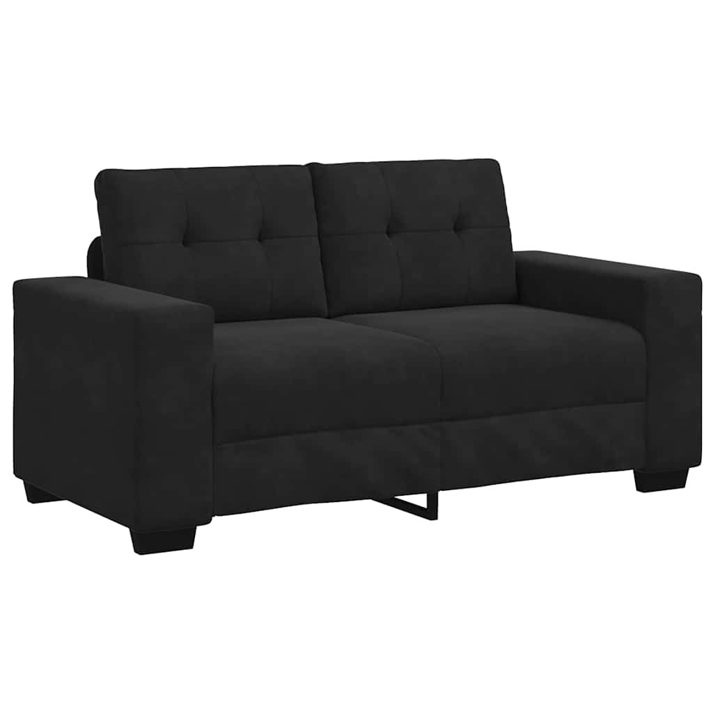 Kanapé Szett párnával 3 pcs Fekete 221 x 78 x 80 cm Bársony