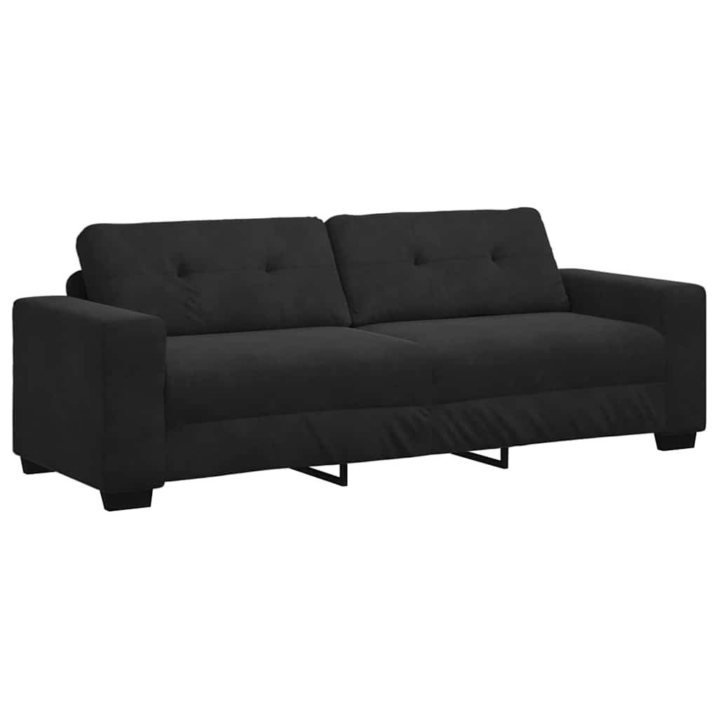 Kanapé Szett párnával 3 pcs Fekete 221 x 78 x 80 cm Bársony