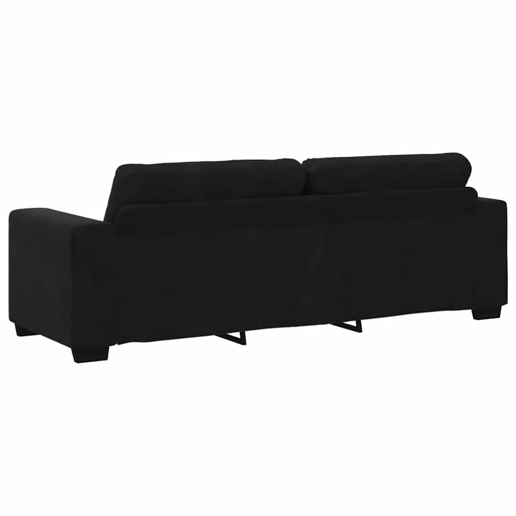 Kanapé Szett párnával 3 pcs Fekete 221 x 78 x 80 cm Bársony