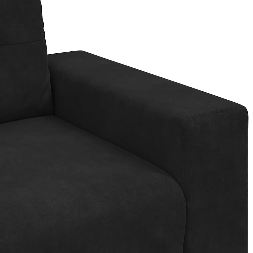 Kanapé Szett párnával 3 pcs Fekete 221 x 78 x 80 cm Bársony