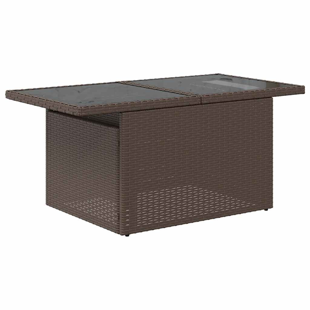 6 részes barna polyrattan akácfa kerti ülőgarnitúra párnákkal