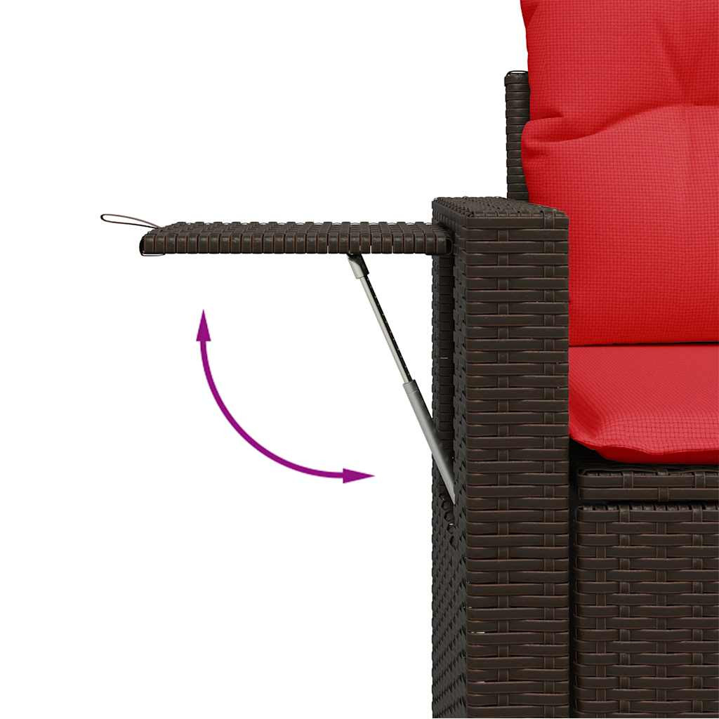 6 részes barna polyrattan akácfa kerti ülőgarnitúra párnákkal