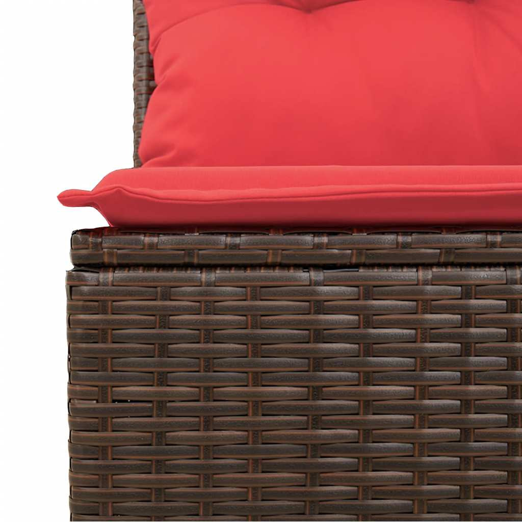6 részes barna polyrattan akácfa kerti ülőgarnitúra párnákkal