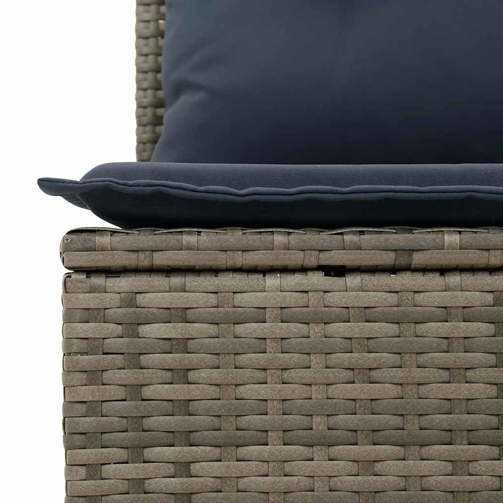 7 részes szürke polyrattan akácfa kerti ülőgarnitúra párnával