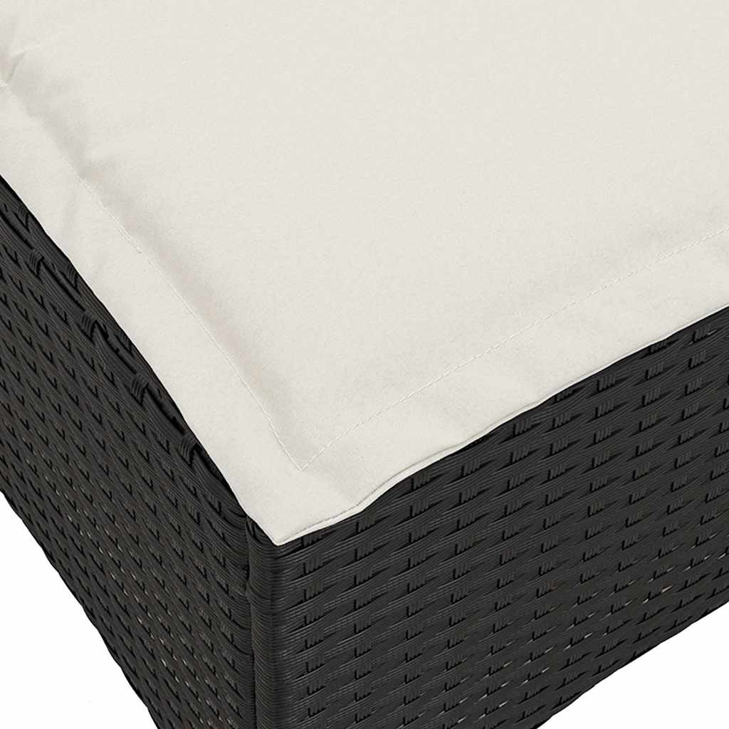 3 részes fekete polyrattan kerti ülőgarnitúra párnával L-alakú