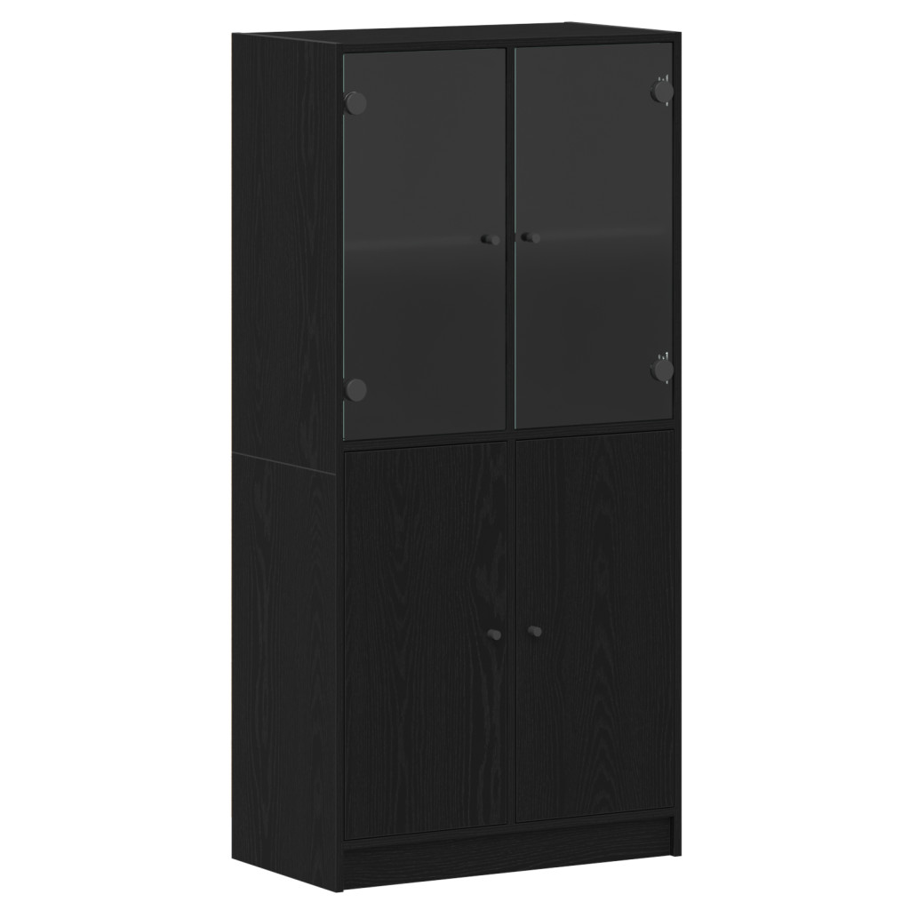 Fekete tölgybútor szekrény Ajtókkal 68x37x142 cm Műszaki fa
