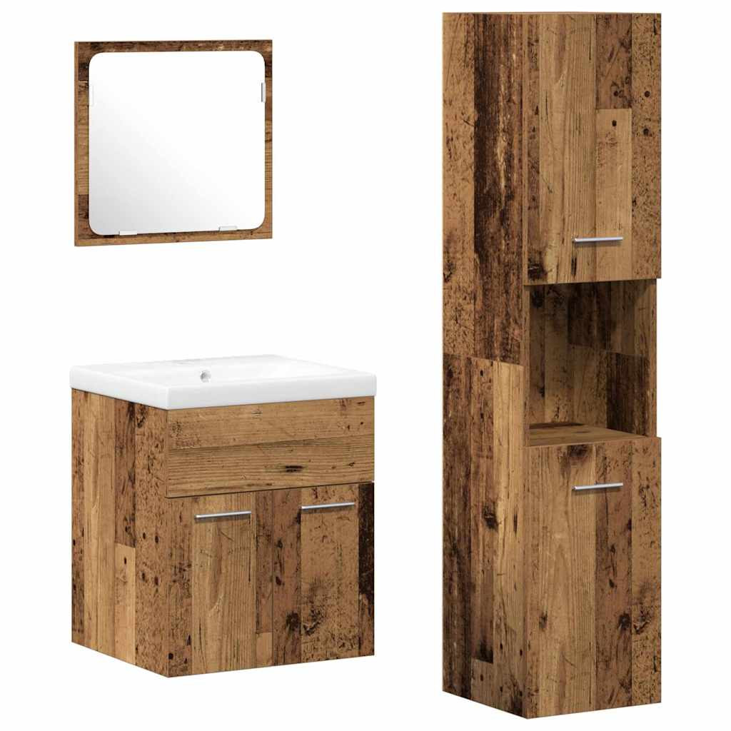 Fürdőszobai bútorkészlet 4 pcs Öreg fa 41 x 38.5 x 46 cm