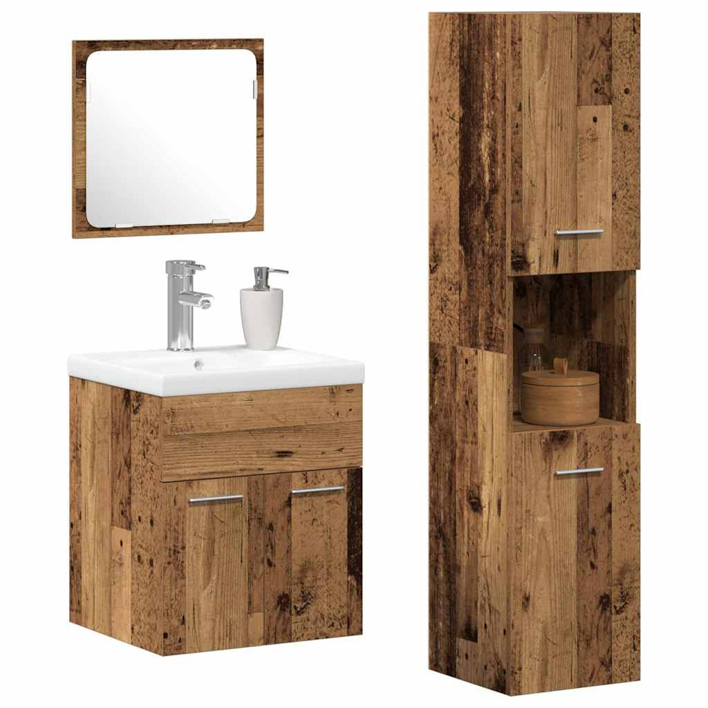 Fürdőszobai bútorkészlet 4 pcs Öreg fa 41 x 38.5 x 46 cm