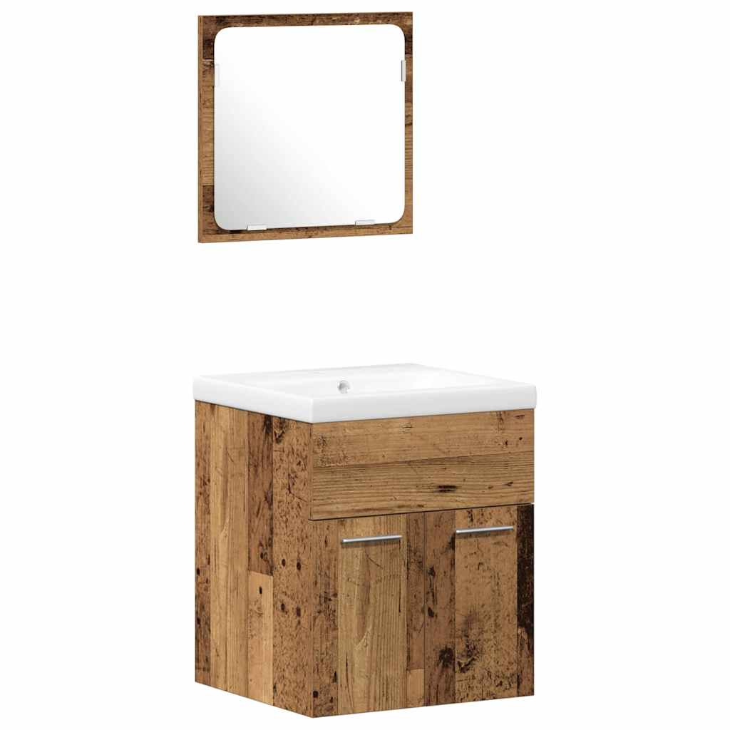Fürdőszobai bútorkészlet 4 pcs Öreg fa 41 x 38.5 x 46 cm