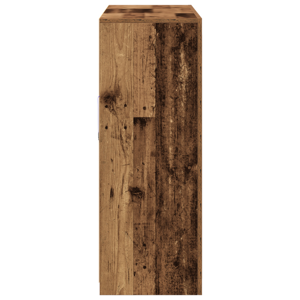 LED világítással rendelkező oldalszekrény Régi fa 181.5x37x100 cm Mérnöki fa