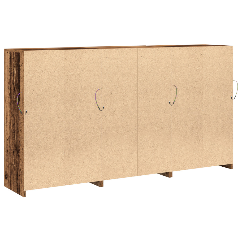 LED világítással rendelkező oldalszekrény Régi fa 181.5x37x100 cm Mérnöki fa