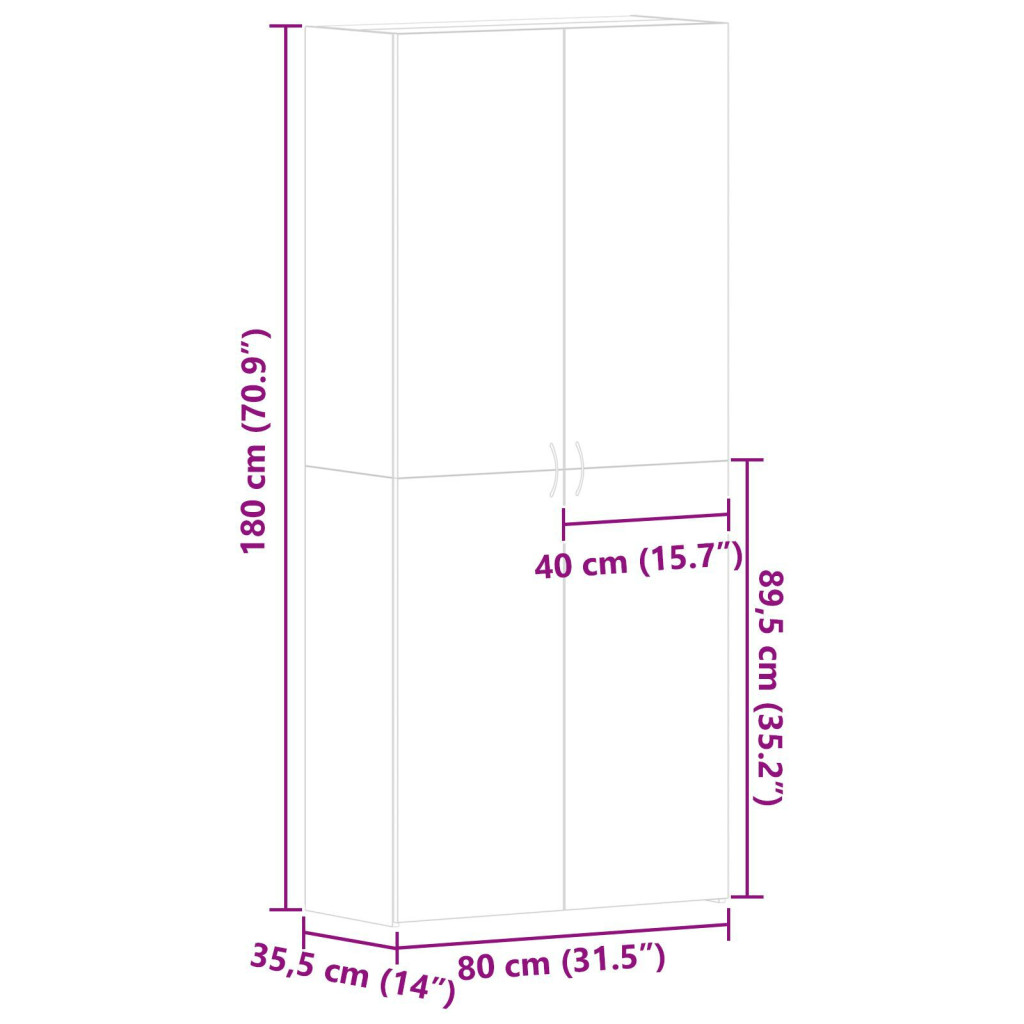 Cipőtároló Fekete 80x35,5x180 cm Mérnöki Fa