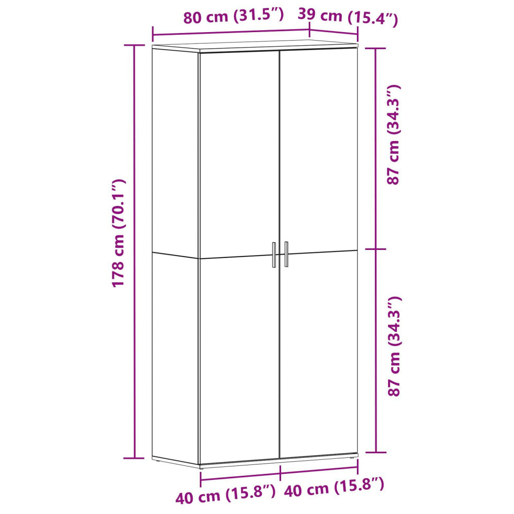 Cipőtartó Sonoma tölgy 80x39x180 cm Szerelt Fa