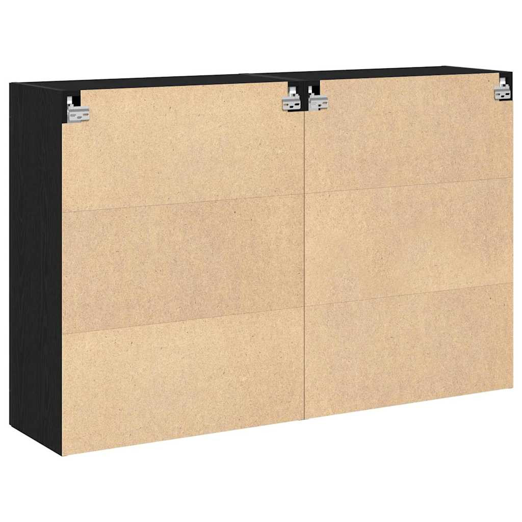 Fali Szekrények 2 pcs Fekete tölgy 69,5 x 34 x 90 cm Faanyag