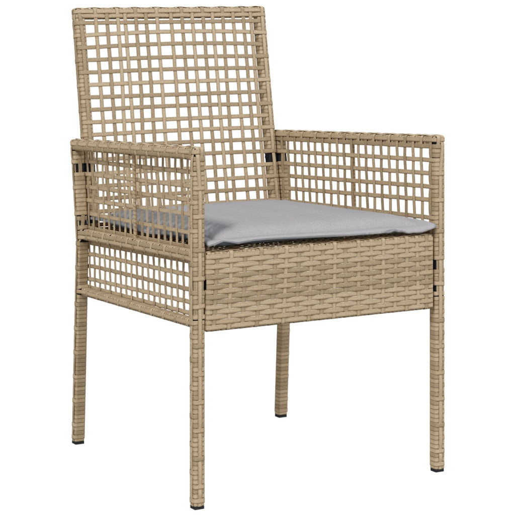 2 db Bézs Polirattan 90 x 90 x 75 cm UV-álló anyagok