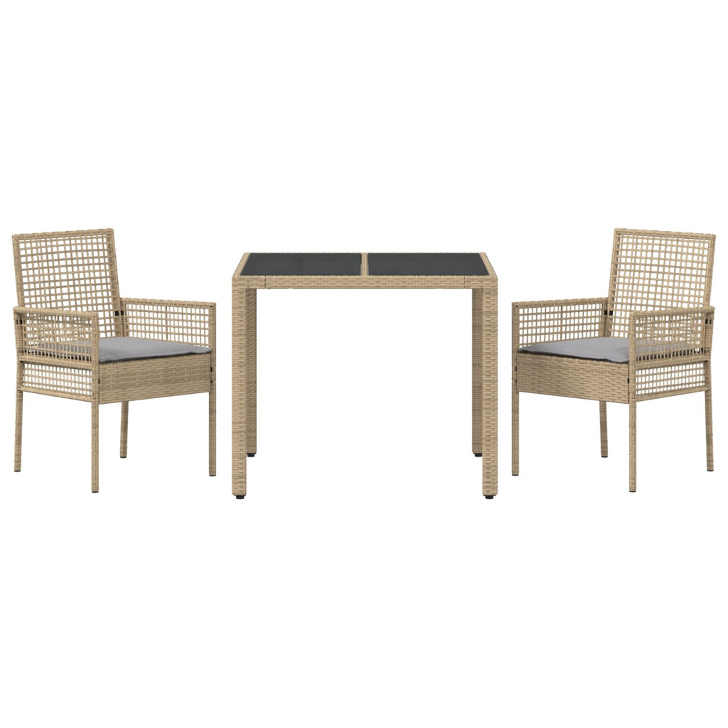 2 db Bézs Polirattan 90 x 90 x 75 cm UV-álló anyagok