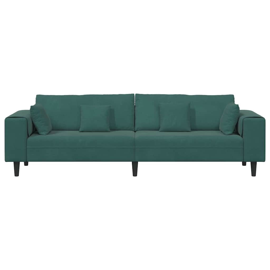 Bársony Kanapé párnával Sötétzöld 208 cm Bársony