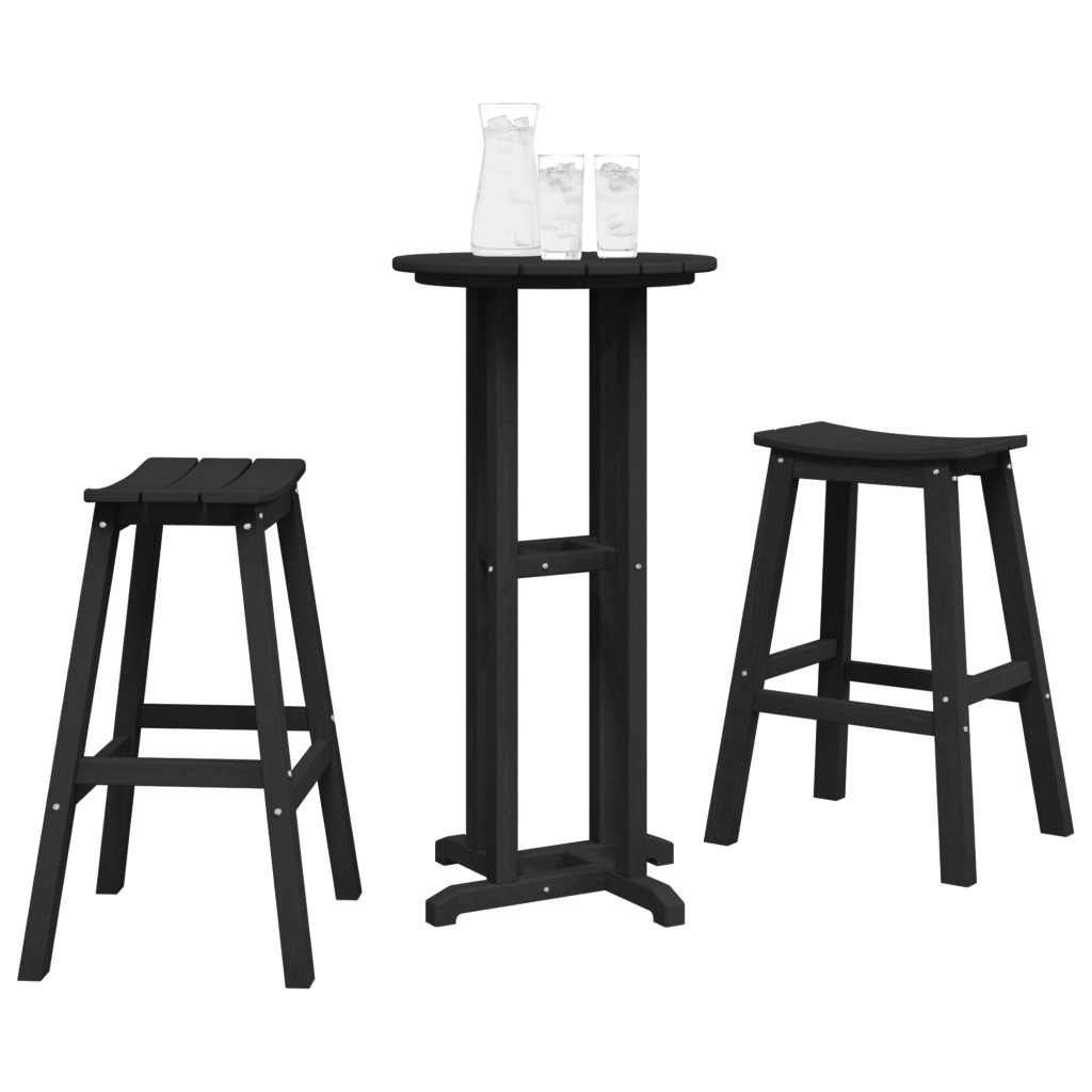 3 részes kert bár szett fekete HDPE