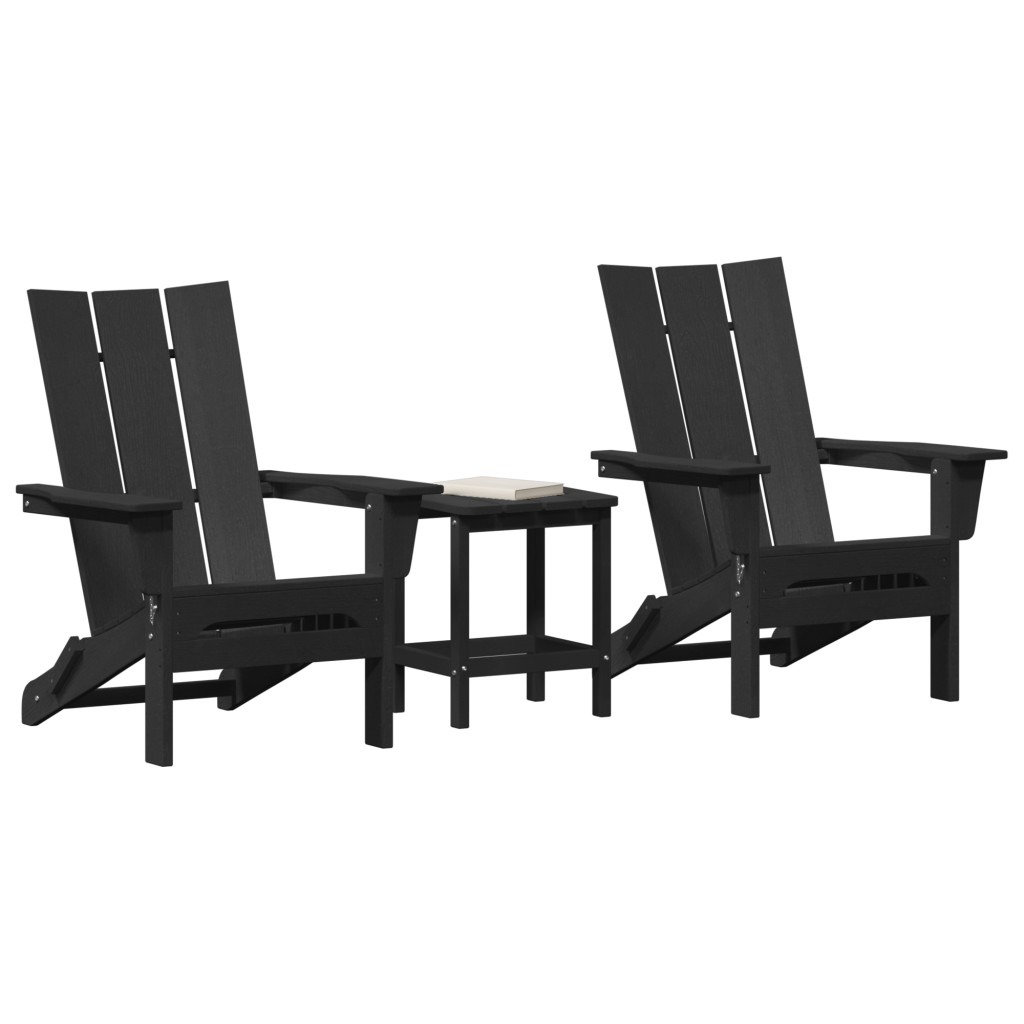 3 részes kerti pihenőszett fekete HDPE