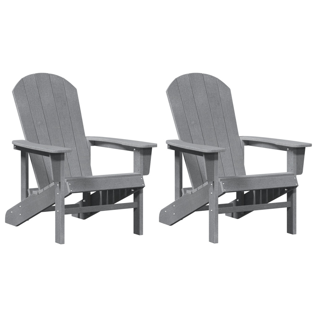 Adirondack székek 2 db Világosszürke 74x82x90 cm HDPE