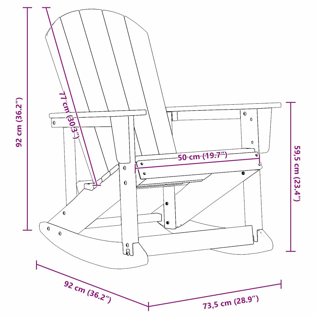 Adirondack hintás székek 2 pcs Tengerészkék HDPE