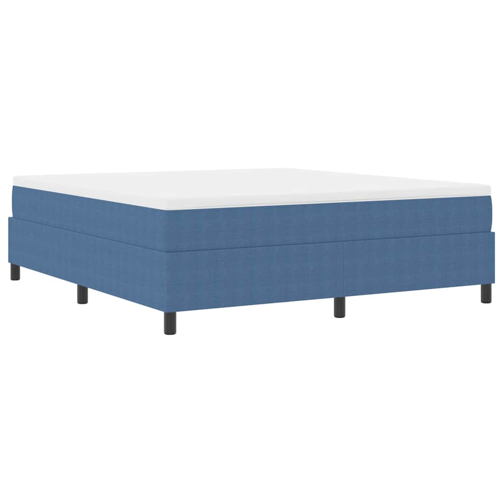 vidaXL Boxrugós ágy Kék és Fehér 180 x 200 cm Bársonyos szövet
